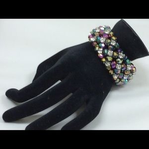 Costume Bracelet w/ iridescent beads & rhinestones
